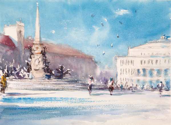 Augustuplatz im Schnee  - André Khamasmie